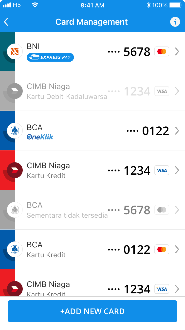 Card management entry point