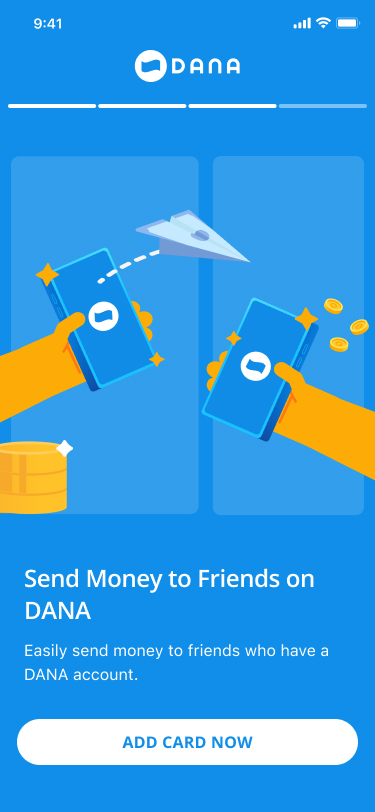 Onboarding screen: send money to friends on DANA