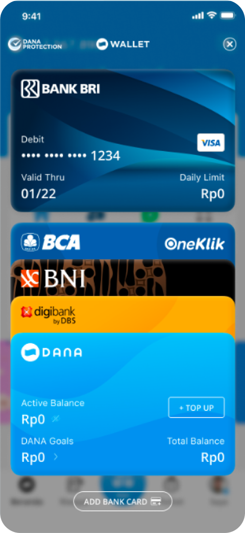 Wallet product screen and supporting context