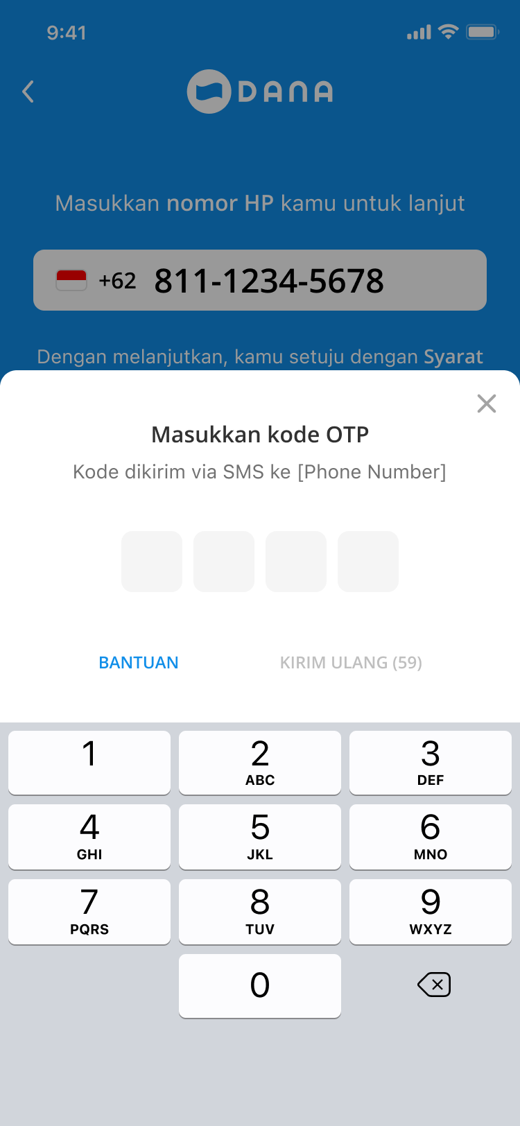 OTP input screen, v2