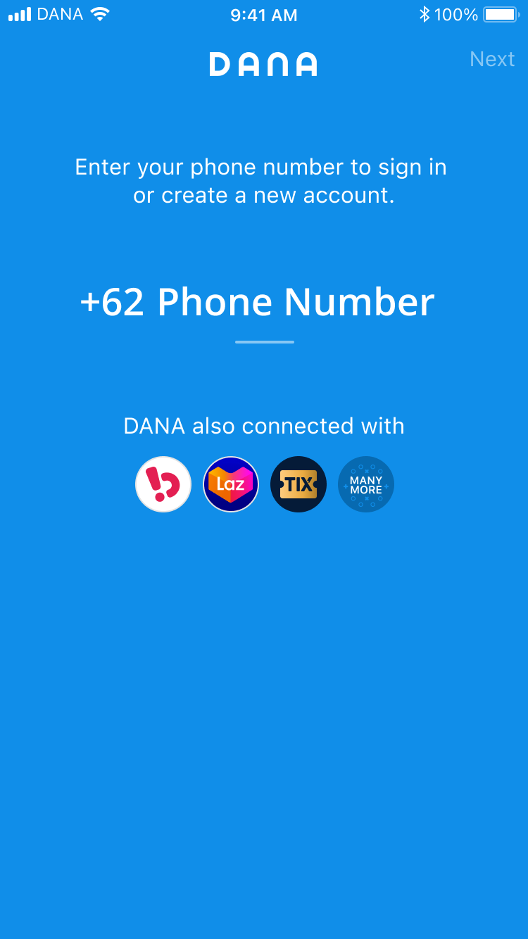 Phone number input screen, v1
