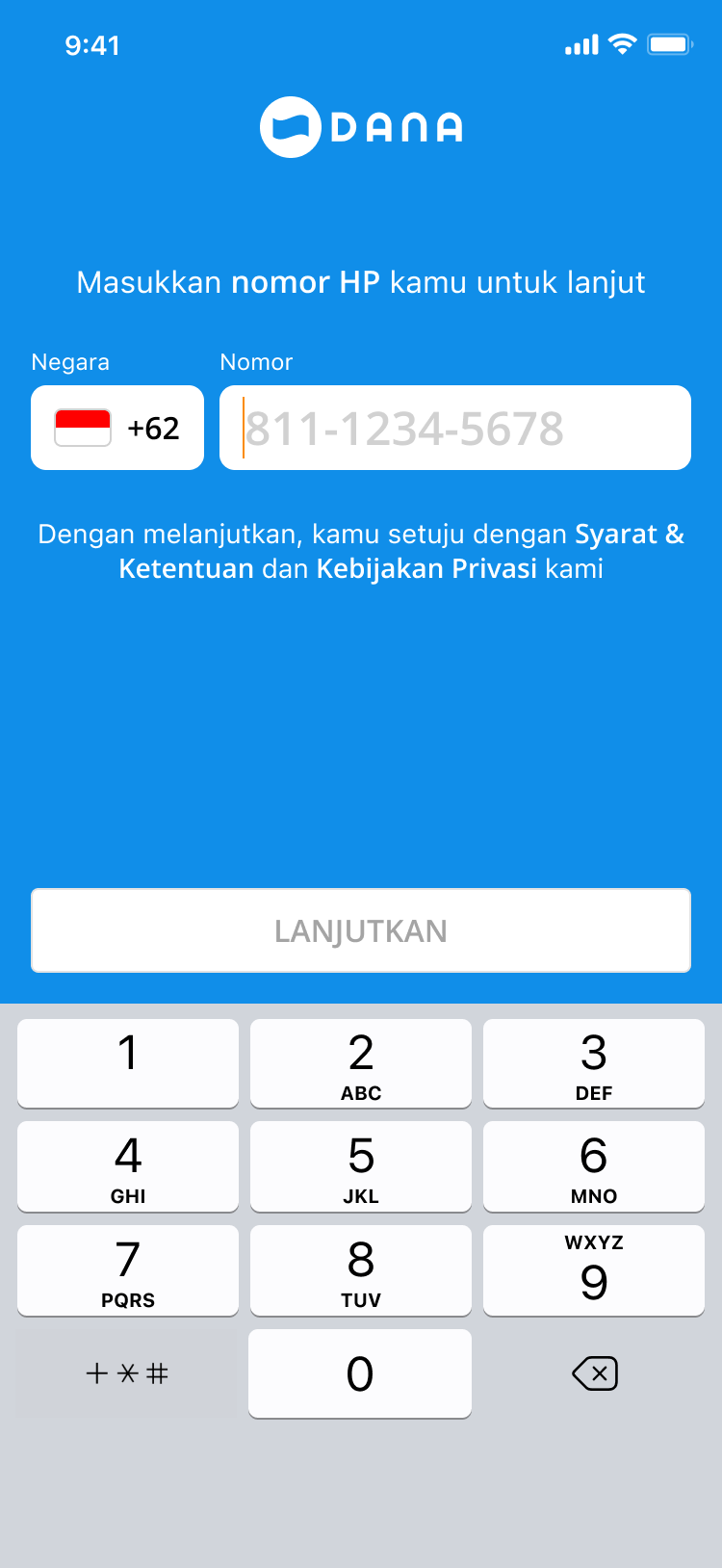 Shipped DANA phone number screen