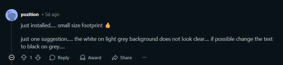 User feedback snippet