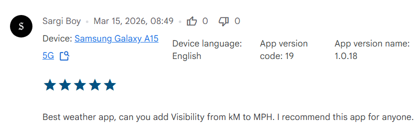 User feedback snippet